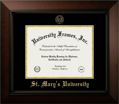St. Mary’s University (San Antonio, TX) Diploma Frame in Legacy Black Cherry with Black & Gold Mats for document: 8 1/2"h x 11"w  