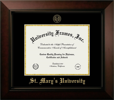 St. Mary’s University (San Antonio, TX) Diploma Frame in Legacy Black Cherry with Black & Gold Mats for DOCUMENT: 8 1/2"H X 11"W  