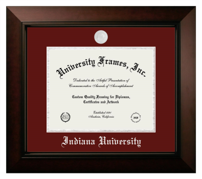 Indiana University Diploma Frame in Legacy Black Cherry with Maroon & Silver Mats for DOCUMENT: 8 1/2"H X 11"W  
