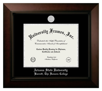 Arizona State University Barrett, The Honors College Diploma Frame in Legacy Black Cherry with Black & Silver Mats for DOCUMENT: 8 1/2"H X 11"W  