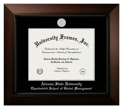 Arizona State University Thunderbird School of Global Management Diploma Frame in Legacy Black Cherry with Black & Silver Mats for DOCUMENT: 8 1/2"H X 11"W  