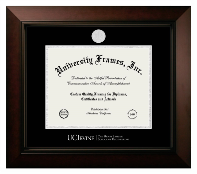 University of California Irvine The Henry Samueli School of Engineering Diploma Frame in Legacy Black Cherry with Black & Silver Mats for DOCUMENT: 8 1/2"H X 11"W  
