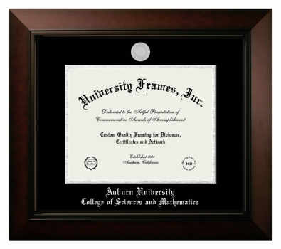 Auburn University College of Sciences and Mathematics Diploma Frame in Legacy Black Cherry with Black & Silver Mats for DOCUMENT: 8 1/2"H X 11"W  