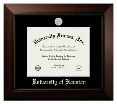 University of Houston Diploma Frame in Legacy Black Cherry with Black & Silver Mats for DOCUMENT: 8 1/2"H X 11"W  