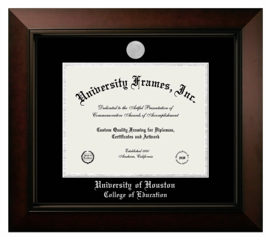 University of Houston College of Education Diploma Frame in Legacy Black Cherry with Black & Silver Mats for document: 8 1/2"h x 11"w  