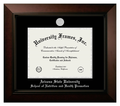 Arizona State University School of Nutrition and Health Promotion Diploma Frame in Legacy Black Cherry with Black & Silver Mats for DOCUMENT: 8 1/2"H X 11"W  