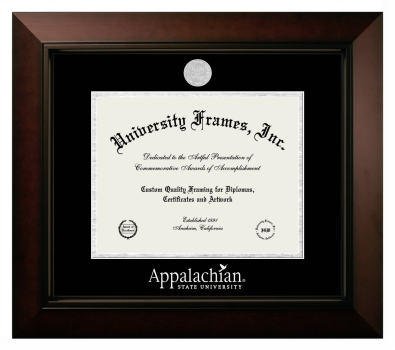 Appalachian State University Diploma Frame in Legacy Black Cherry with Black & Silver Mats for DOCUMENT: 8 1/2"H X 11"W  