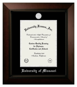 University of Missouri Diploma Frame in Legacy Black Cherry with Black & Silver Mats for  11"H X 8 1/2"W  