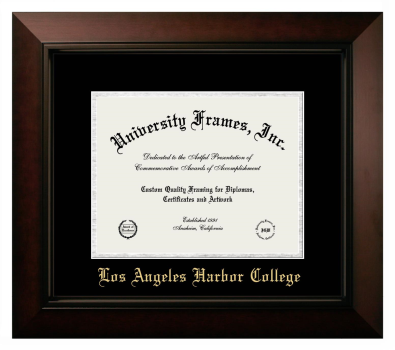 Los Angeles Harbor College Diploma Frame in Legacy Black Cherry with Black & Silver Mats for document: 8 1/2"h x 11"w  