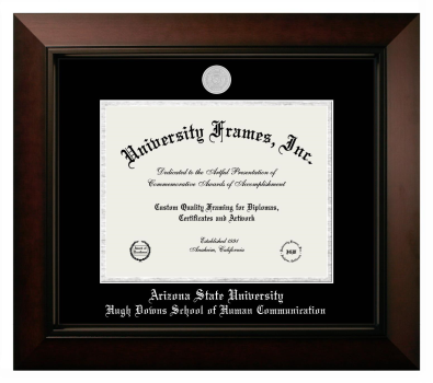 Arizona State University Hugh Downs School of Human Communication Diploma Frame in Legacy Black Cherry with Black & Silver Mats for DOCUMENT: 8 1/2"H X 11"W  