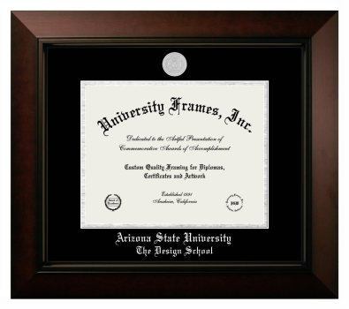 Arizona State University The Design School Diploma Frame in Legacy Black Cherry with Black & Silver Mats for document: 8 1/2"h x 11"w  