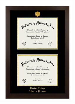Barton College School of Business Double Degree (Stacked) Frame in Manhattan Espresso with Black & Gold Mats for document: 8 1/2"h x 11"w  , document: 8 1/2"h x 11"w  