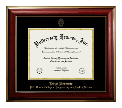 Lehigh University P.C. Rossin College of Engineering and Applied Science Diploma Frame in Classic Mahogany with Gold Trim with Black & Gold Mats for DOCUMENT: 8 1/2"H X 11"W  