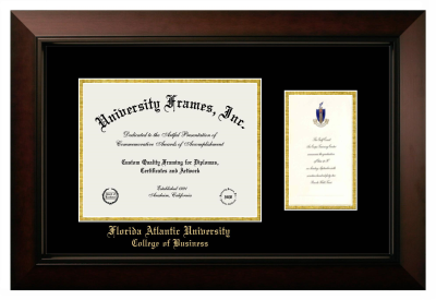 Florida Atlantic University (Boca Raton) College of Business Diploma with Announcement Frame in Legacy Black Cherry with Black & Gold Mats for DOCUMENT: 8 1/2"H X 11"W  ,  7"H X 4"W  