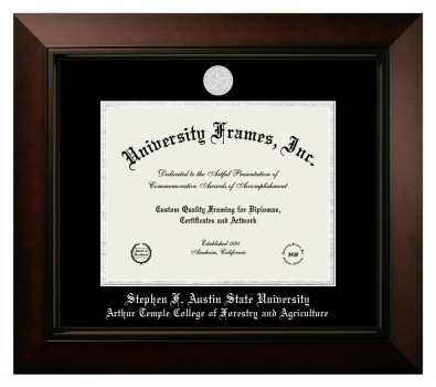 Stephen F. Austin State University Arthur Temple College of Forestry and Agriculture Diploma Frame in Legacy Black Cherry with Black & Silver Mats for document: 8 1/2"h x 11"w  