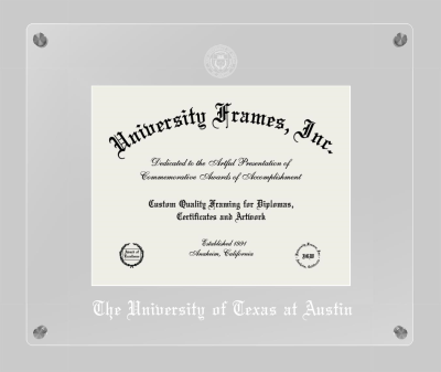 University of Texas at Austin Lucent Clear-over-Clear Frame in Lucent Clear Moulding with Lucent Clear Mat for DOCUMENT: 8 1/2"H X 11"W  