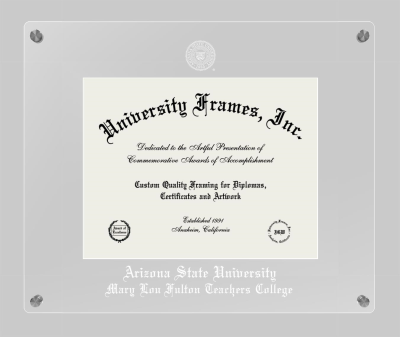 Arizona State University Mary Lou Fulton Teachers College Lucent Clear-over-Clear Frame in Lucent Clear Moulding with Lucent Clear Mat for DOCUMENT: 8 1/2"H X 11"W  