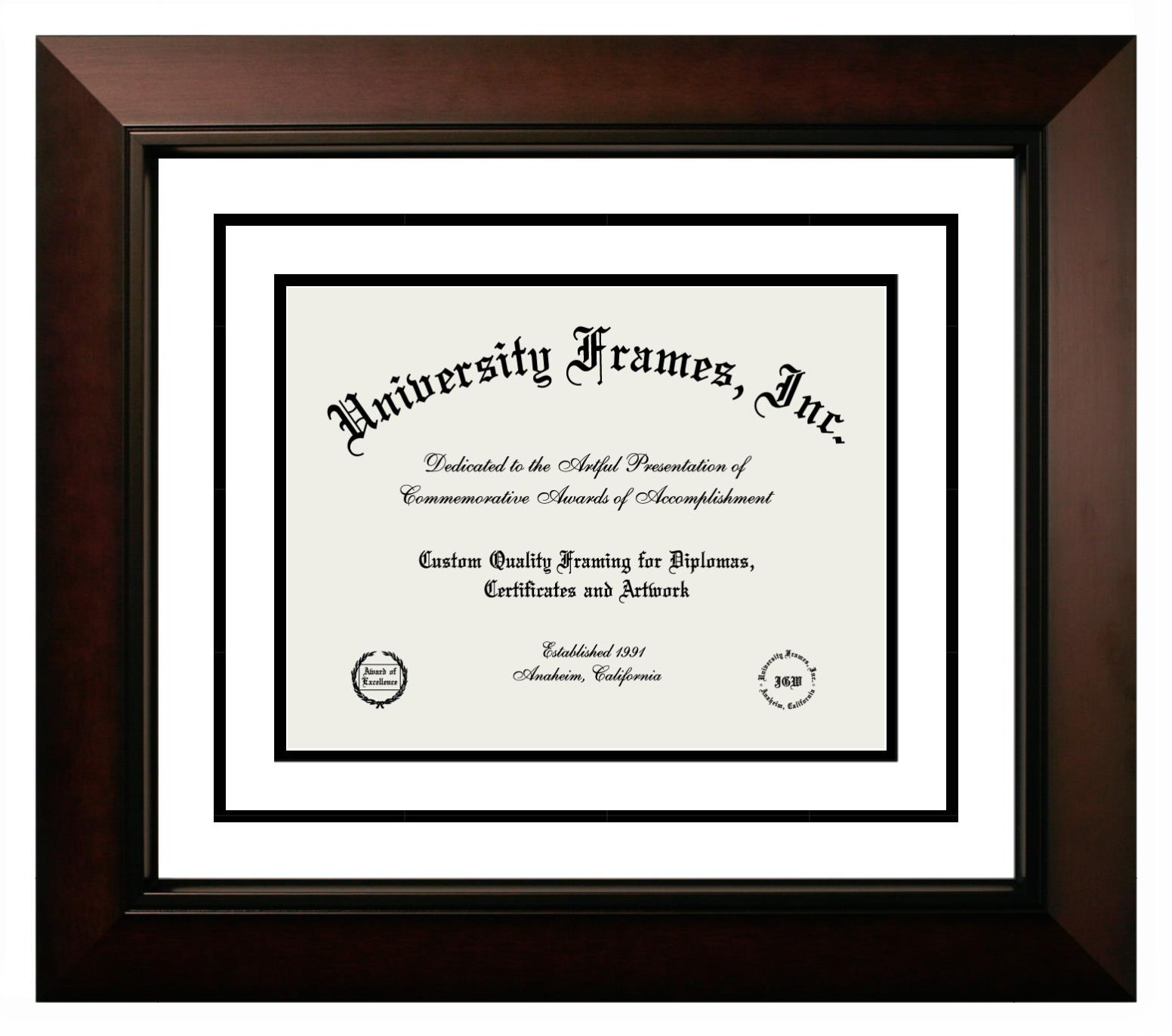 Diploma with Channel Cut Frame in Legacy Black Cherry with White & Black Mats
