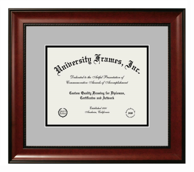 Diploma Frame in Avalon Mahogany with Gray & Black Mats