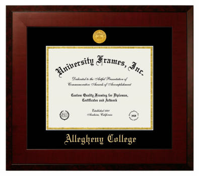 Allegheny College Diploma Frame in Honors Mahogany with Black & Gold Mats for DOCUMENT: 8 1/2"H X 11"W  