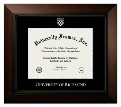 University of Richmond Diploma Frame in Legacy Black Cherry with Black & Silver Mats for document: 8 1/2"h x 11"w  
