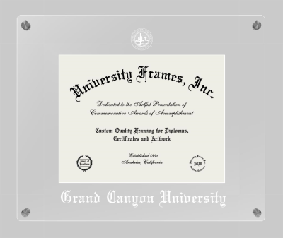 Grand Canyon University Lucent Clear-over-Clear Frame in Lucent Clear Moulding with Lucent Clear Mat for DOCUMENT: 8 1/2"H X 11"W  
