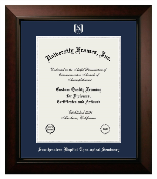Diploma Frame in Legacy Black Cherry with Navy Blue & Silver Mats for DOCUMENT: 14"H X 11"W  