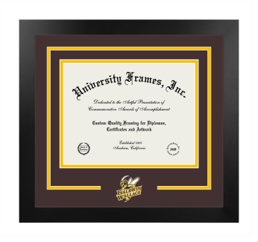 Logo Mat Frame in Manhattan Black with Brown & Amber Mats for DOCUMENT: 8 1/2"H X 11"W  