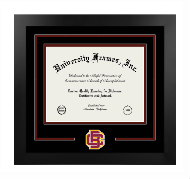 Bethune-Cookman University Logo Mat Frame in Manhattan Black with Black & Maroon Mats for DOCUMENT: 8 1/2"H X 11"W  