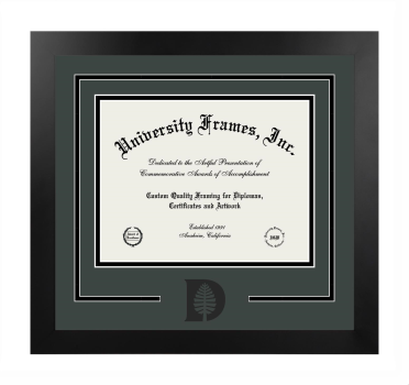 Dartmouth Geisel School of Medicine Logo Mat Frame in Manhattan Black with Forest Green & Black Mats for document: 8 1/2"h x 11"w  