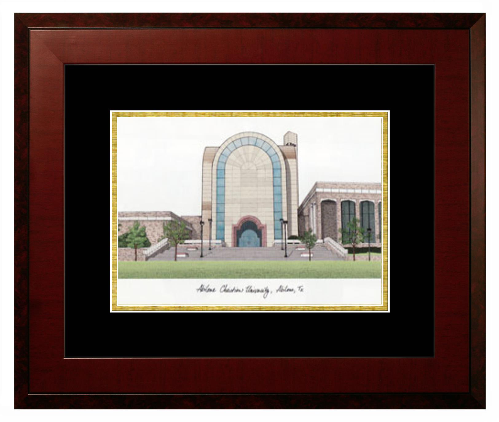 Abilene Christian University Abilene Christian University Lithograph Only Frame in Honors Mahogany with Black & Gold Mats