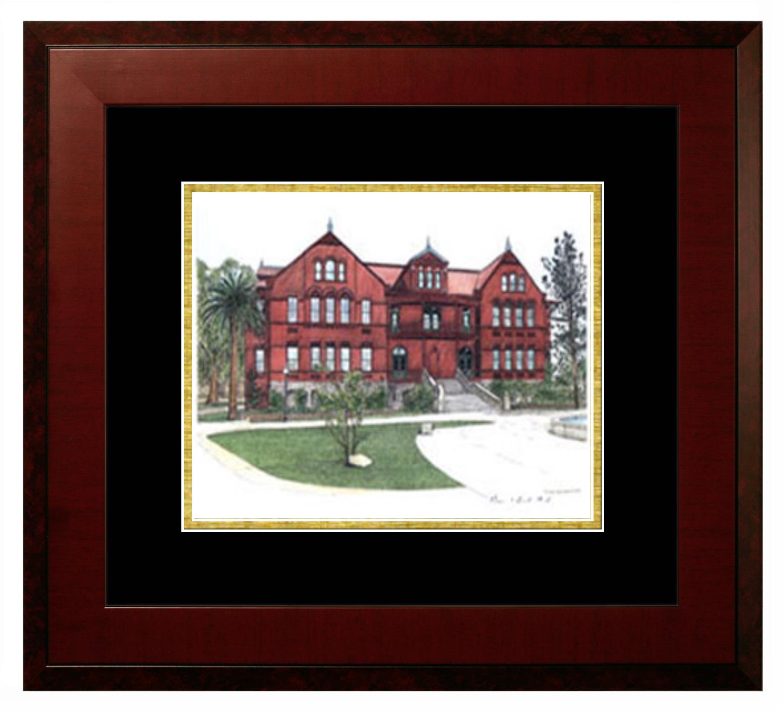 Arizona State University Arizona State University Lithograph Only Frame in Honors Mahogany with Black & Gold Mats