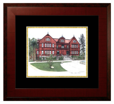 Arizona State University Lithograph Only Frame in Honors Mahogany with Black & Gold Mats
