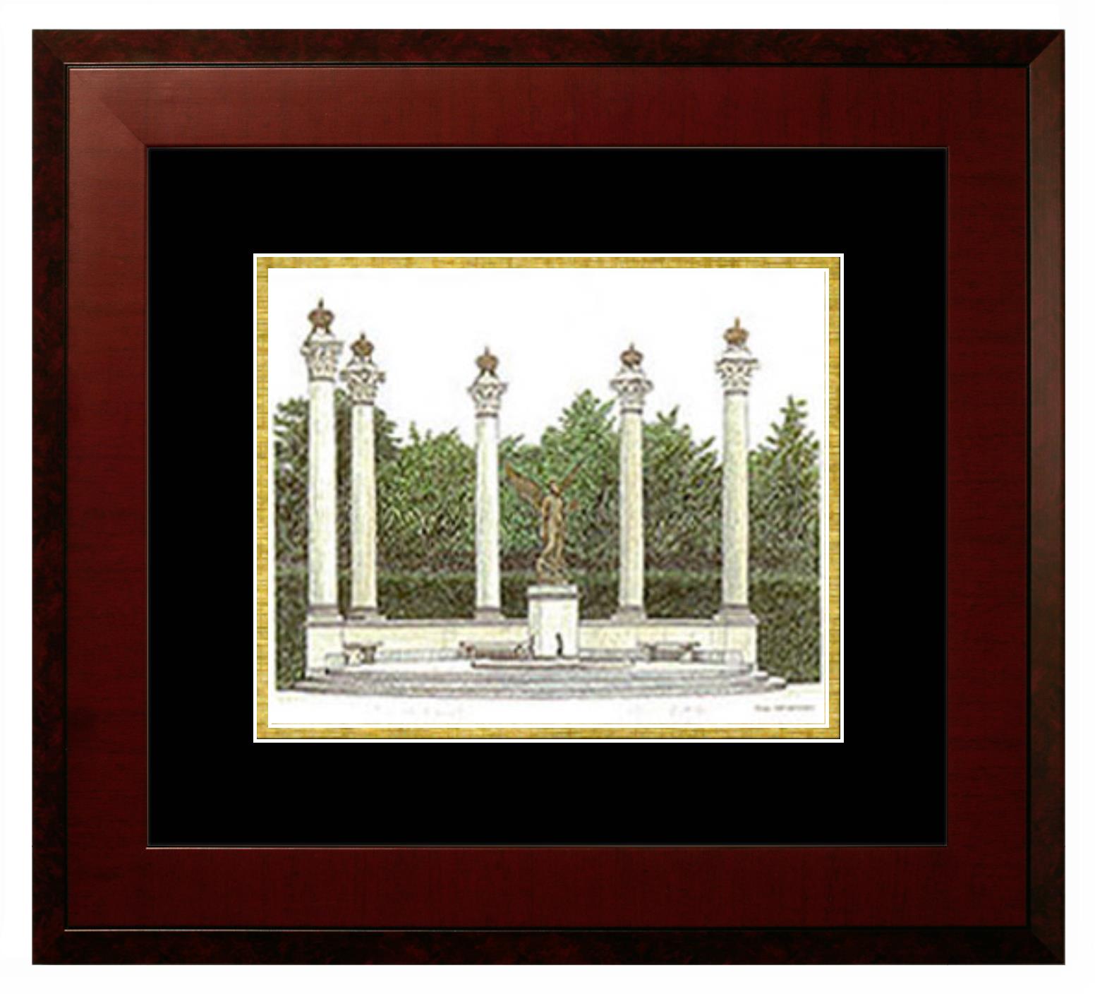 Ball State University Ball State University Lithograph Only Frame in Honors Mahogany with Black & Gold Mats