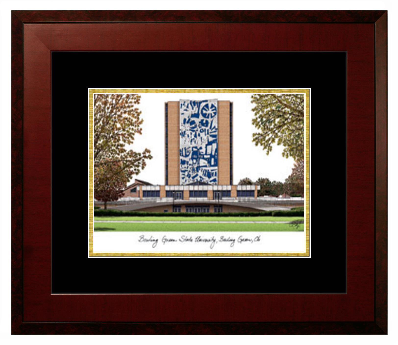 Bowling Green State University Bowling Green State University Lithograph Only Frame in Honors Mahogany with Black & Gold Mats