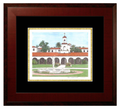 California Baptist University Lithograph Only Frame in Honors Mahogany with Black & Gold Mats