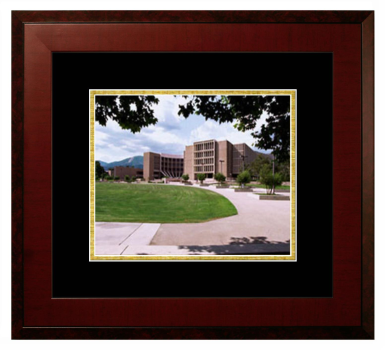 California State University, San Bernardino Lithograph Only Frame in Honors Mahogany with Black & Gold Mats