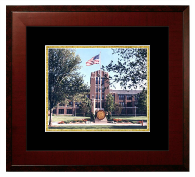 Central Michigan University Lithograph Only Frame in Honors Mahogany with Black & Gold Mats