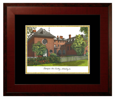 College of William and Mary Lithograph Only Frame in Honors Mahogany with Black & Gold Mats