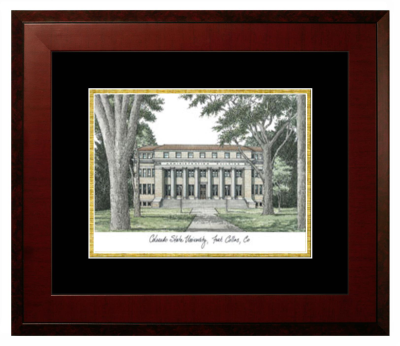 Colorado State University Lithograph Only Frame in Honors Mahogany with Black & Gold Mats