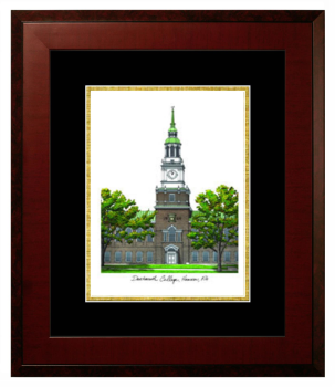 Dartmouth College Lithograph Only Frame in Honors Mahogany with Black & Gold Mats