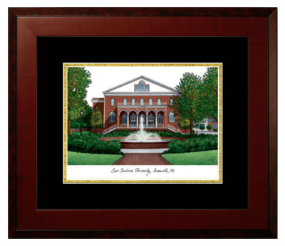 East Carolina University Lithograph Only Frame in Honors Mahogany with Black & Gold Mats