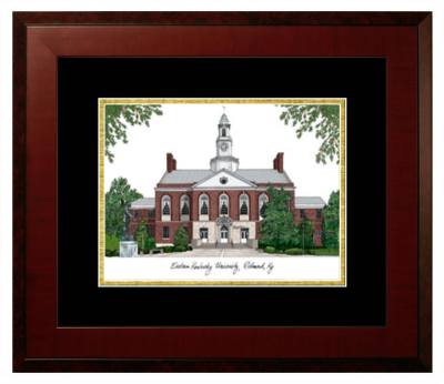 Eastern Kentucky University Lithograph Only Frame in Honors Mahogany with Black & Gold Mats