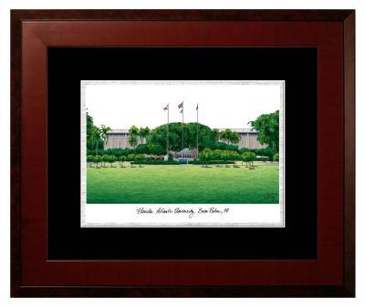 Florida Atlantic University (Boca Raton) Lithograph Only Frame in Honors Mahogany with Black & Silver Mats