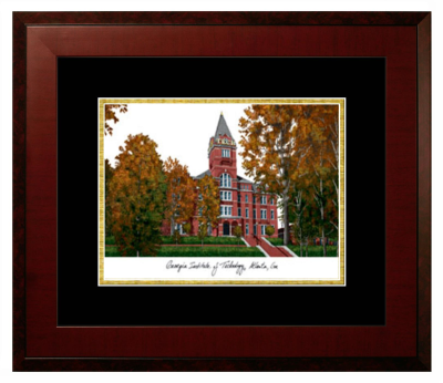 Georgia Institute of Technology Lithograph Only Frame in Honors Mahogany with Black & Gold Mats