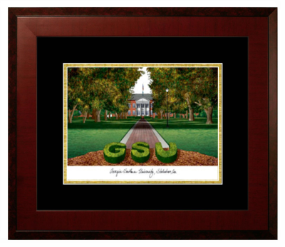 Georgia Southern University Lithograph Only Frame in Honors Mahogany with Black & Gold Mats