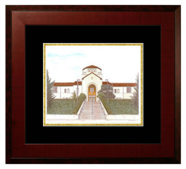 Humboldt State University Lithograph Only Frame in Honors Mahogany with Black & Gold Mats