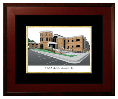 Kennesaw State University Lithograph Only Frame in Honors Mahogany with Black & Gold Mats