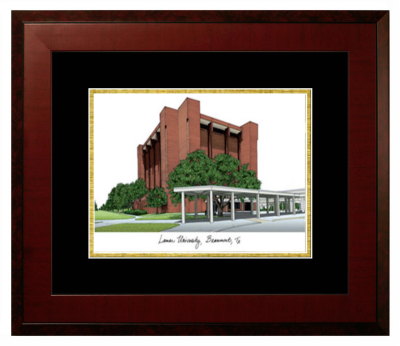Lamar University Lithograph Only Frame in Honors Mahogany with Black & Gold Mats