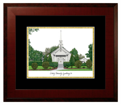 Liberty University Lithograph Only Frame in Honors Mahogany with Black & Gold Mats